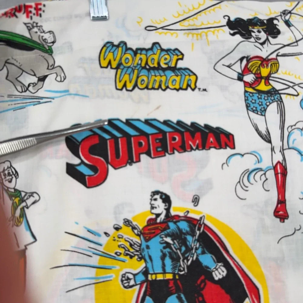 Sears DC Comics Super Friends Full Flat Sheet 1977 White Batman Vintage 70s